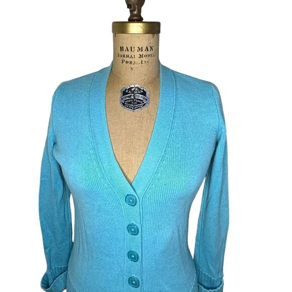 Green Cashmere White and Warren V neck button down knitted cardigan - XS- Small - Picture 3 of 9